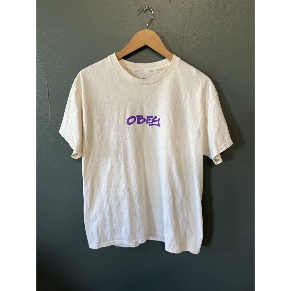 Obey Mens Ivory Short Sleeve Graphic T-shirt Size Large